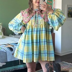 Handmade plaid babydoll dress